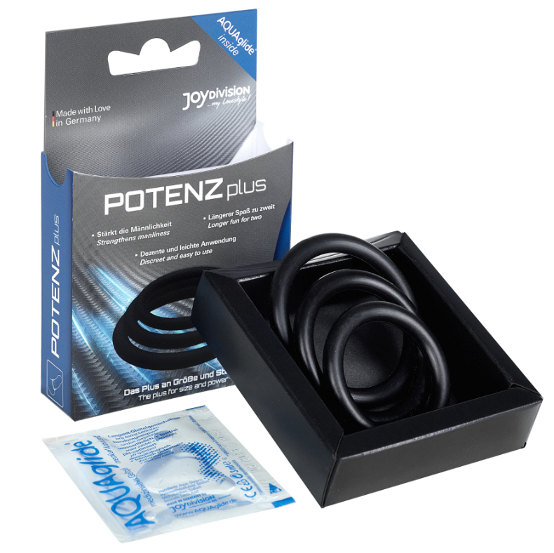 JOYDIVISION POTENZDUO - PLUS SET 3 ANELLI NERO - S, M, L - Secretroomsexyshop