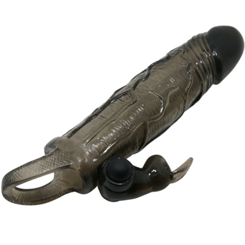 BAILE - BRAVE MAN PENIS COVER WITH RABBIT BLACK 16.5 CM - 6