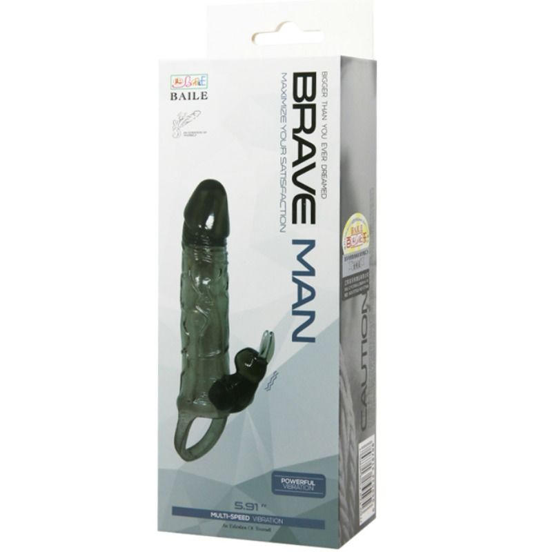 BAILE - COPERTURA PENE UOMO CORAGGIOSO CON CONIGLIO NERO 16.5 CM - Secretroomsexyshop