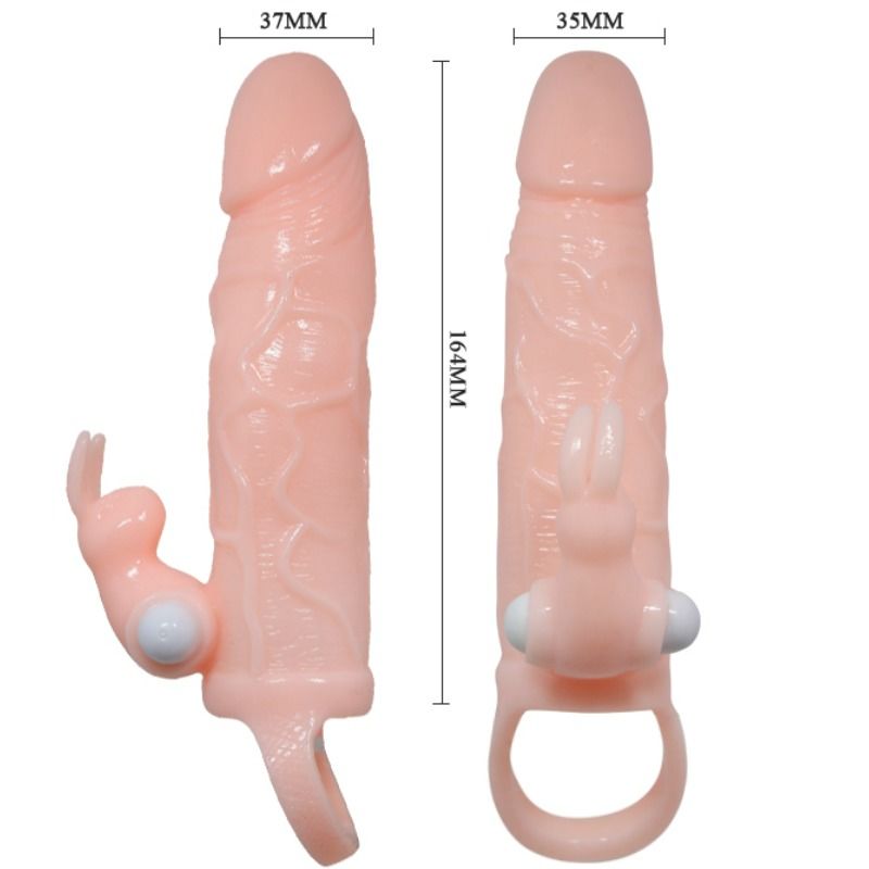 BAILE - BRAVE MAN PENIS COVER WITH RABBIT AND DOUBLE ENGINE FLESH 16.5 CM - 6