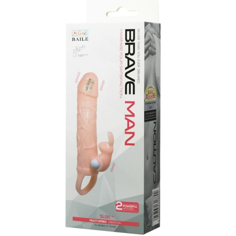 BAILE - BRAVE MAN PENIS COVER WITH RABBIT AND DOUBLE ENGINE FLESH 16.5 CM - 2