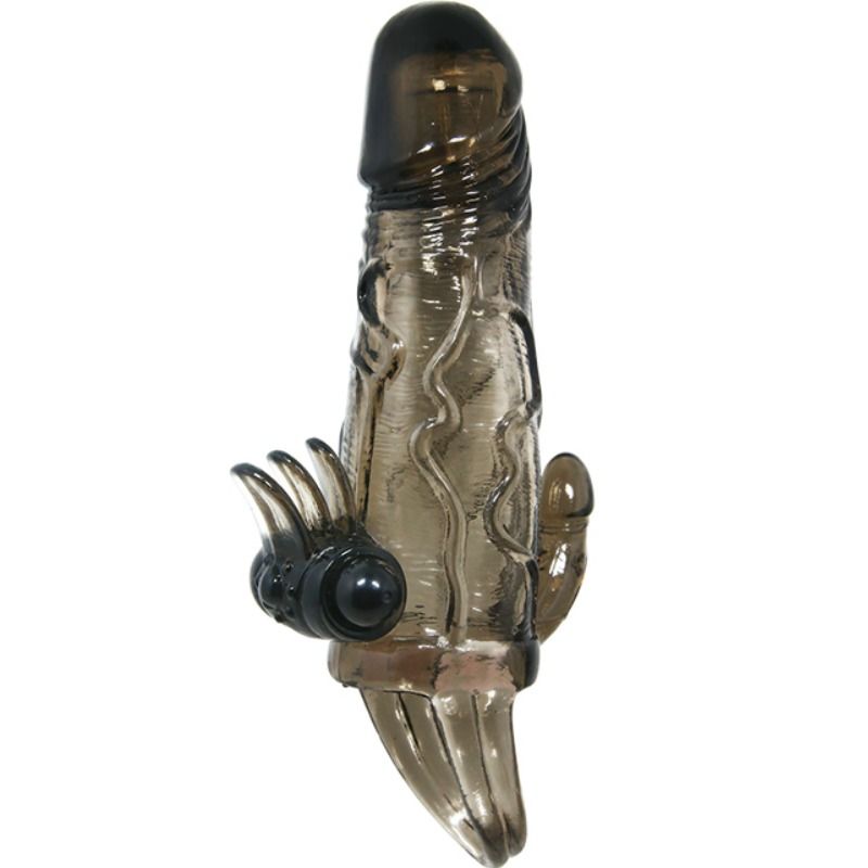 BAILE - BRAVE MAN PENIS COVER WITH CLIT AND ANAL STIMULATION DOUBLE BULLET BLACK 16.5 CM - 9
