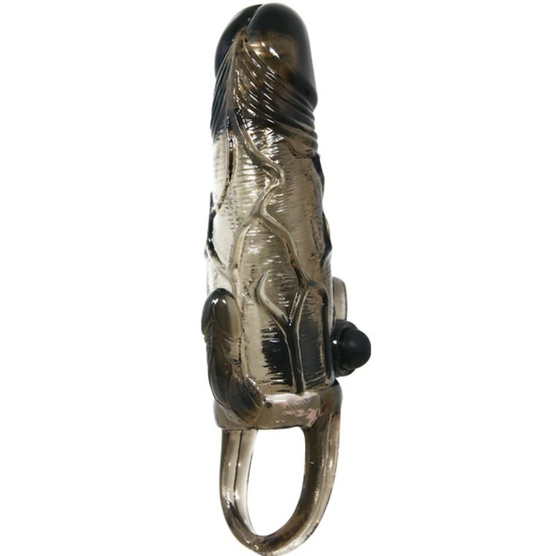 BAILE - BRAVE MAN PENIS COVER WITH CLIT AND ANAL STIMULATION DOUBLE BULLET BLACK 16.5 CM - 6