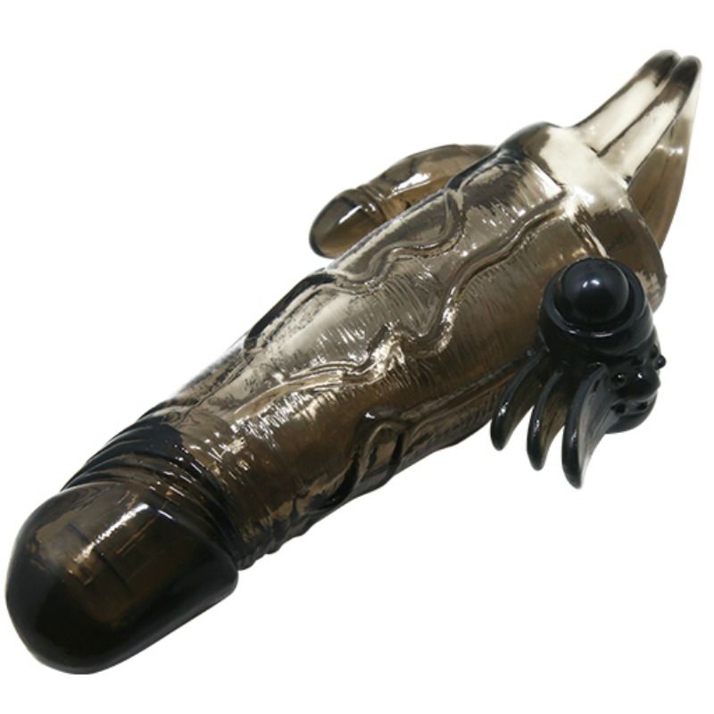 BAILE - BRAVE MAN PENIS COVER WITH CLIT AND ANAL STIMULATION DOUBLE BULLET BLACK 16.5 CM - 4