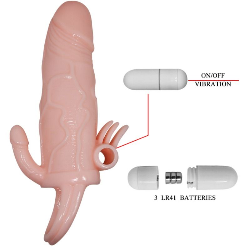 BAILE - COPERTURA PENE UOMO CORAGGIOSO CON CLITITO E CARNE PER STIMOLAZIONE ANALE 16.5 CM - Secretroomsexyshop