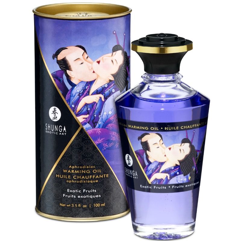 SHUNGA - OLIO DA MASSAGGIO EFFETTO CALORE SAPORE DI FRUTTA ESOTICA 100 ML - Secretroomsexyshop