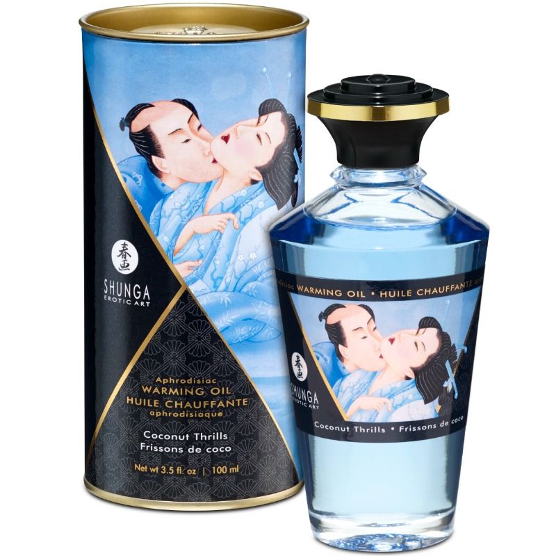 SHUNGA - OLIO DA MASSAGGIO EFFETTO CALORE AL GUSTO DI COCCO 100 ML - Secretroomsexyshop