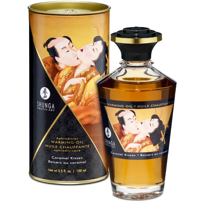 SHUNGA - OLIO DA MASSAGGIO CON EFFETTO CALORE SAPORE CARAMELLO 100 ML - Secretroomsexyshop