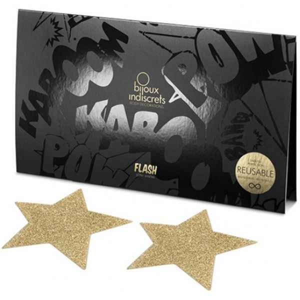 BIJOUX - INDISCRETS COPRI CAPEZZOLI FLASH GOLDEN STAR - Secretroomsexyshop