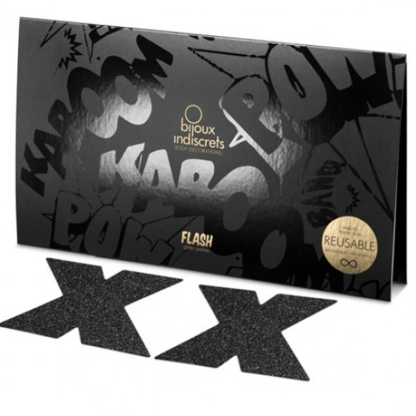 BIJOUX - INDISCRETS FLASH CROSS BLACK NIPLE CAPS