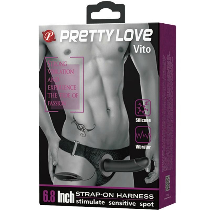 PRETTY LOVE - VITO STRAP ON WITH HOLLOW DILDO AND VIBRATION 17.3 CM - 5