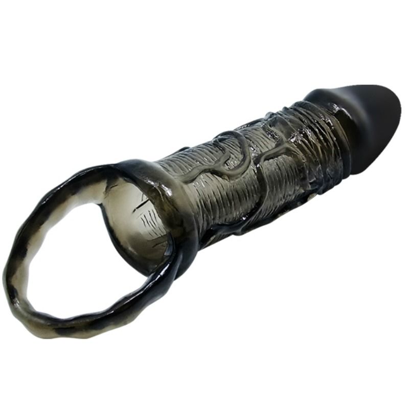 BAILE - COPERTURA ESTENSORE PENE CON CINTURINO PER TESTICOLI NERO 13.5 CM - Secretroomsexyshop