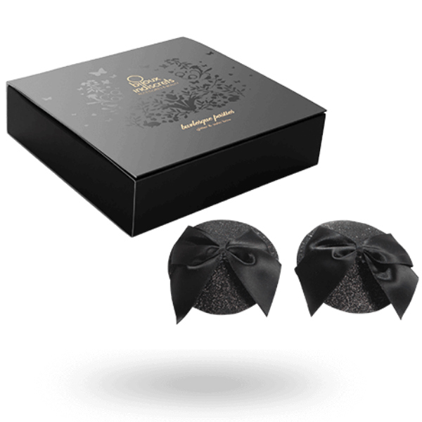 BIJOUX - BURLESQUE SHINY NIPPLE COVERS WITH BOW - 2