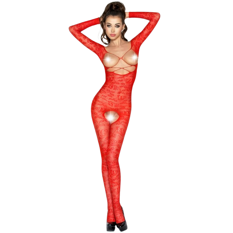 PASSION - WOMAN BS031 BODYSTOCKING ROSSO TAGLIA UNICA - Secretroomsexyshop