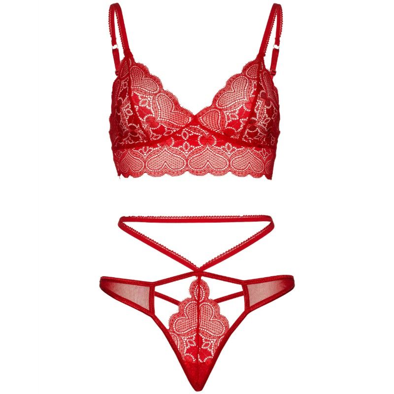 LEG AVENUE - 2 PIECES SET LACE BRALETTE AND THONG M/L - 3