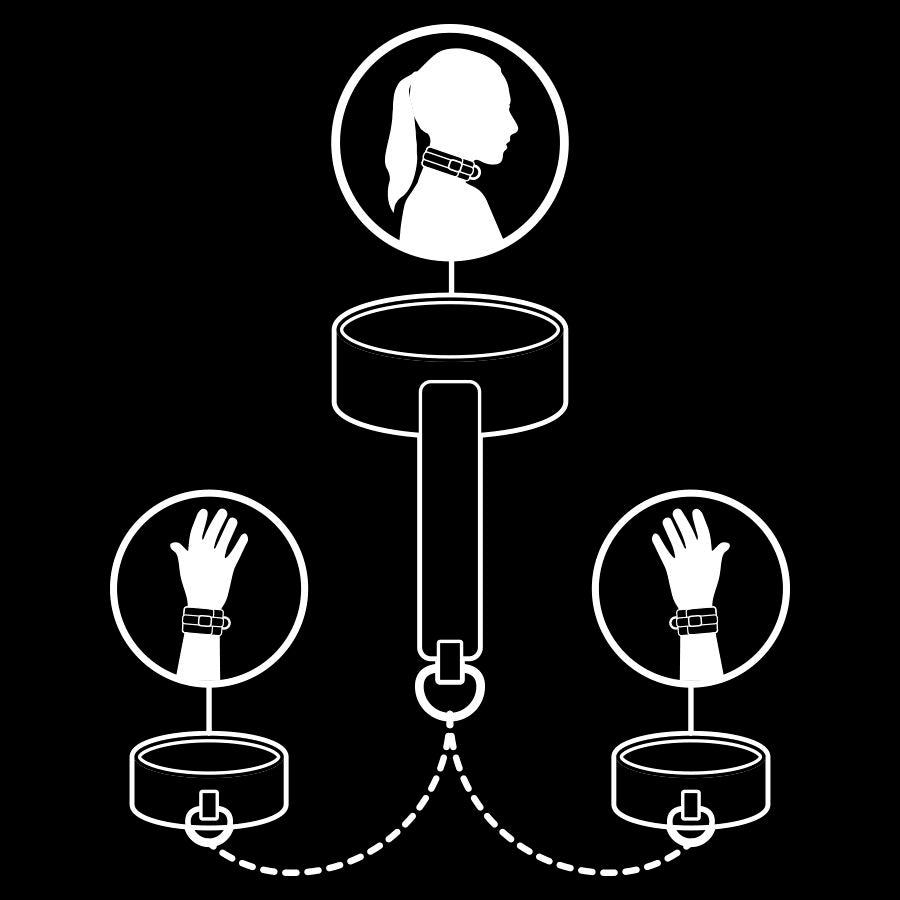 FETISH SUBMISSIVE - VEGAN LEATHER NECKLACE AND HANDCUFFS WITH NOPRENE LINING - 2