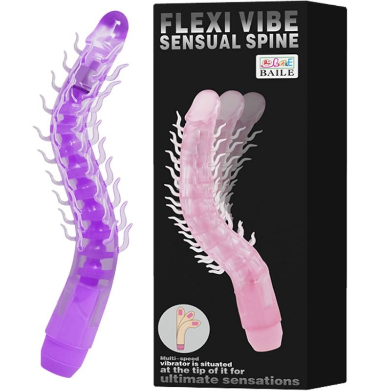 BAILE - FLEXI VIBE SENSUAL SPINE BENDABLE VIBRATING DILDO LILAC 23.5 CM - 3