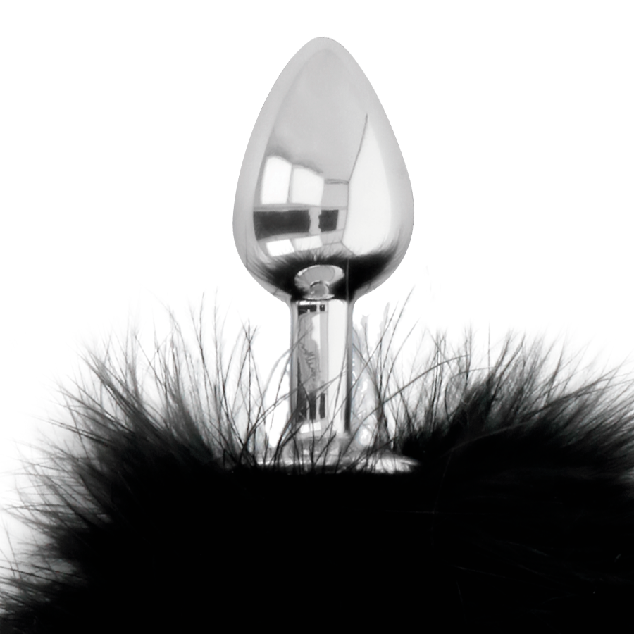 DARKNESS - EXTRA ANAL BUTTPLUG WITH TAIL BLACK 7 CM - 1