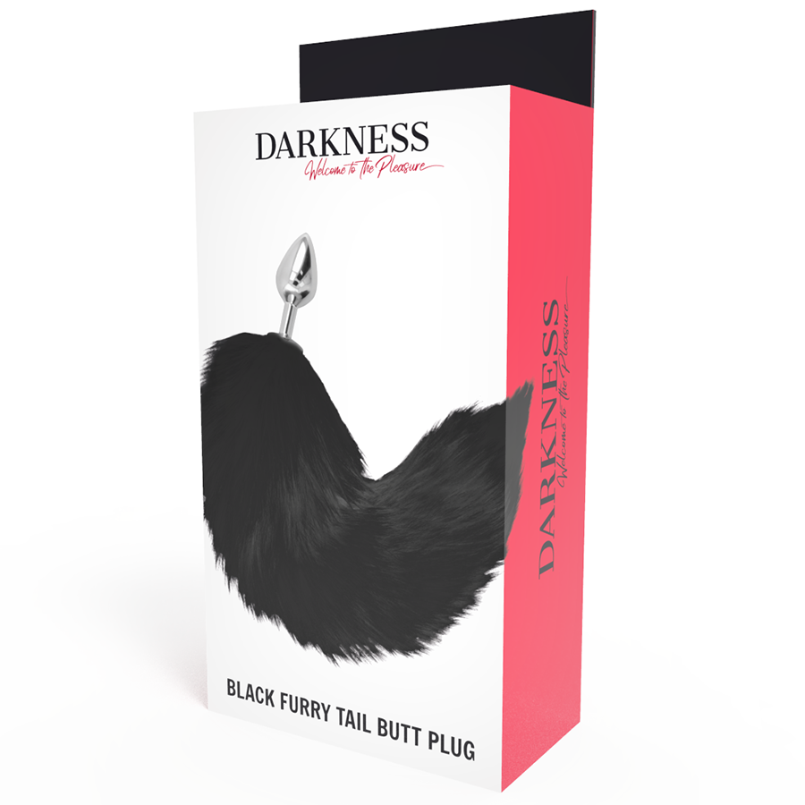DARKNESS - SILVER ANAL PLUG 8 CM WITH BLACK TAIL - 3