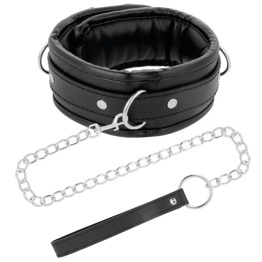 DARKNESS - SOFT LEATHER NECKLACE WITH CHAIN - 1