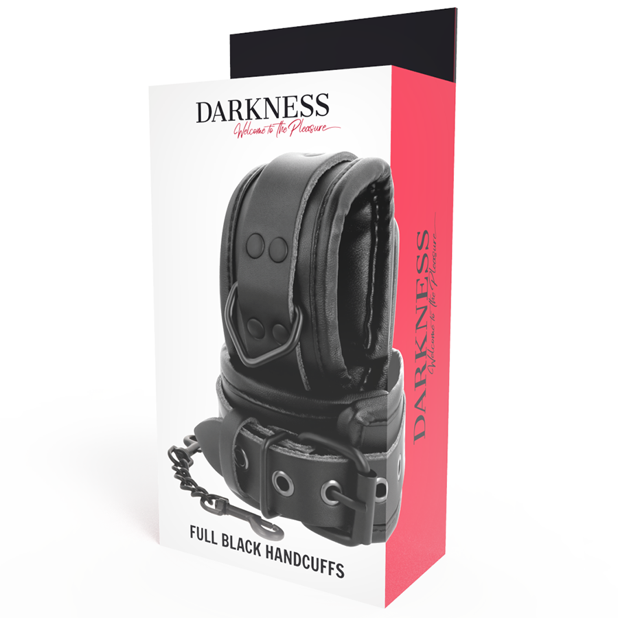 DARKNESS - BLACK LEATHER ADJUSTABLE HANDCUFFS