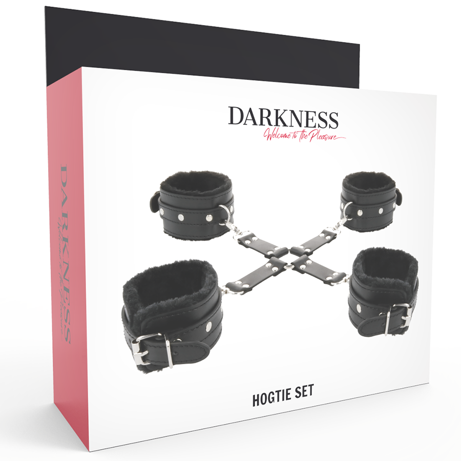 DARKNESS - MENOTTES EN CUIR POUR PIEDS ET MAINS NOIRES