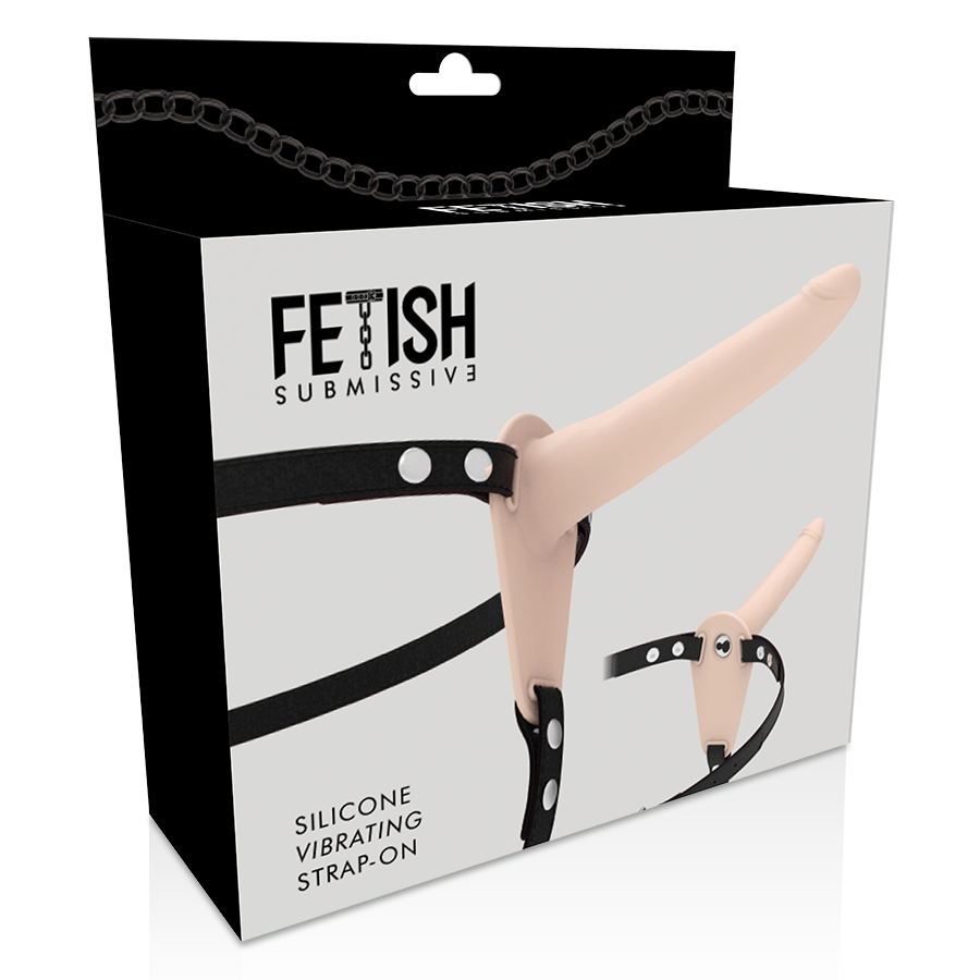 FETISH SUBMISSIVE HARNESS - FLESH SILICONE VIBRATOR 15 CM - 6