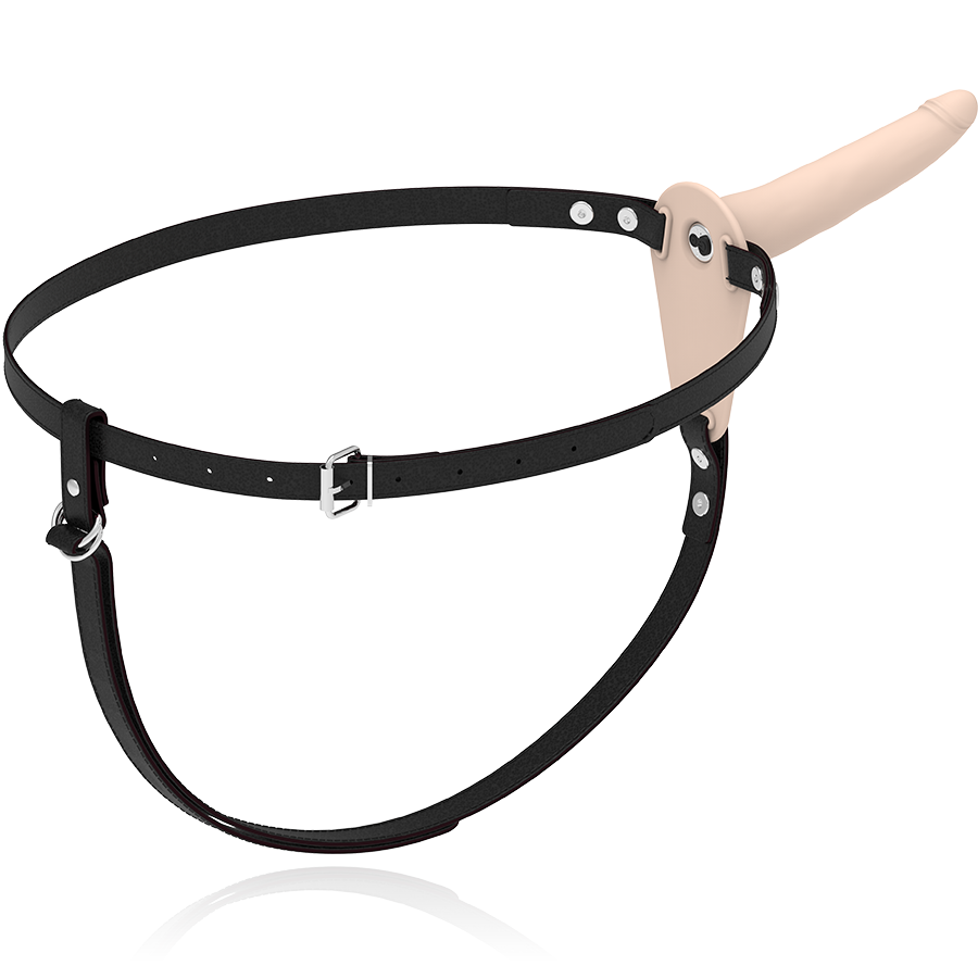 FETISH SUBMISSIVE HARNESS - FLESH SILICONE VIBRATOR 15 CM - 2
