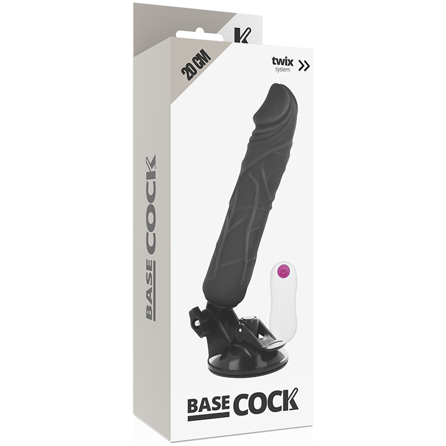 BASECOCK - REALISTIC VIBRATOR REMOTE CONTROL BLACK 20 CM -O- 4 CM - BLACK - 8