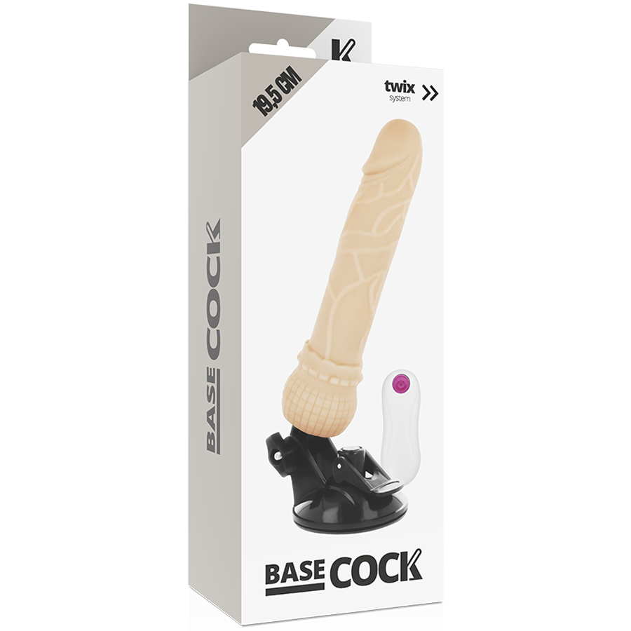 BASECOCK - REALISTIC VIBRATOR REMOTE CONTROL BLACK 19.5 CM -O- 4 CM - NATURAL - 3