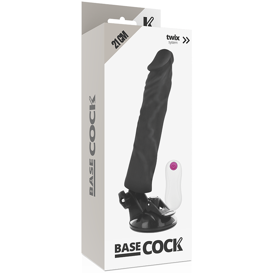BASECOCK - REALISTIC REMOTE CONTROL VIBRATOR BLACK 21 CM -O- 4 CM