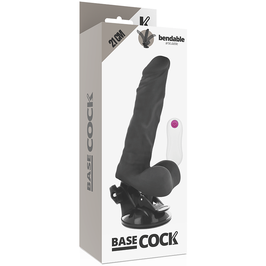 BASECOCK - BLACK REMOTE CONTROL ARTICULATING VIBRATOR 21 CM -OR- 5 CM
