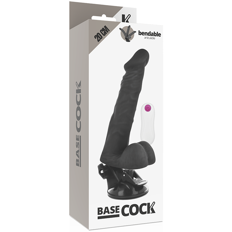 BASECOCK - BLACK REMOTE CONTROL ARTICULATING VIBRATOR 20 CM -OR- 4.5 CM