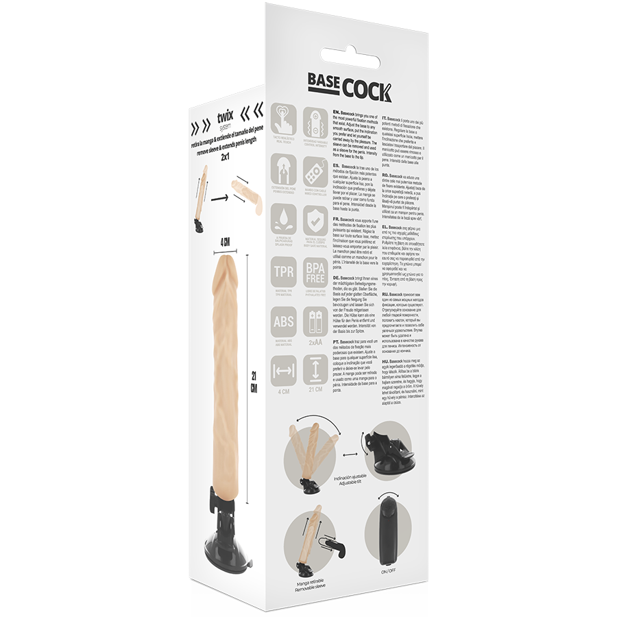 BASECOCK - REALISTIC VIBRATOR REMOTE CONTROL BLACK 21 CM -O- 4 CM - 4