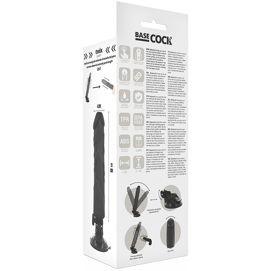 BASECOCK - REALISTIC VIBRATOR REMOTE CONTROL BLACK 21 CM -O- 4 CM - NATURAL - 9