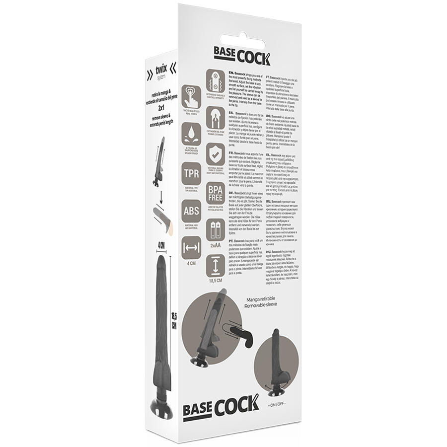 BASECOCK - VIBRATORE REALISTICO 2-1 CARNE 18,5 CM -O- 4 CM