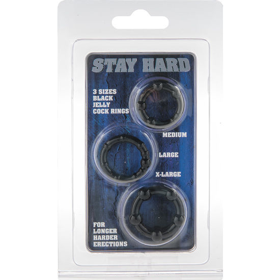 SEVEN CREATIONS - SET OF THREE BLACK PENIS RINGS - 2