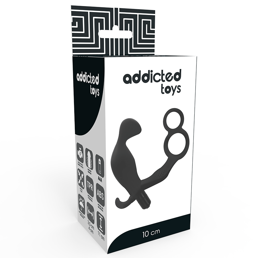 ADDICTED TOYS - ANAL PLUG WITH DOUBLE PENIS RING AND TESTICLES BLACK - 3