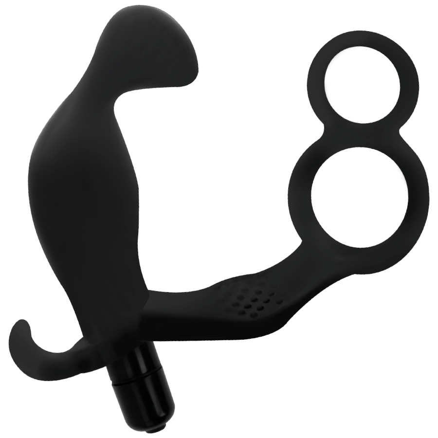 ADDICTED TOYS - ANAL PLUG WITH DOUBLE PENIS RING AND TESTICLES BLACK - 4
