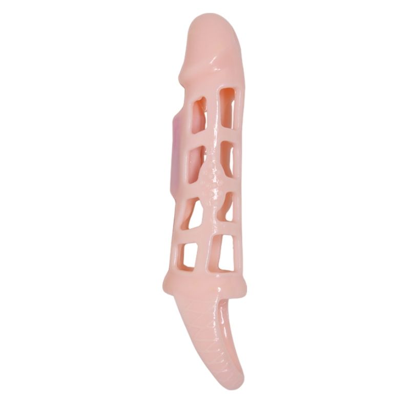 BAILE - PENIS EXTENDER COVER WITH VIBRATION AND NATURAL STRAP 13.5 CM - 1