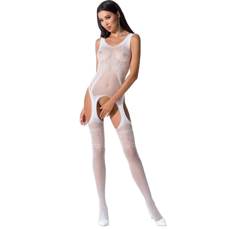 PASSION - WOMAN BS061 WHITE BODYSTOCKING ONE SIZE - ONE SIZE / WHITE - 4
