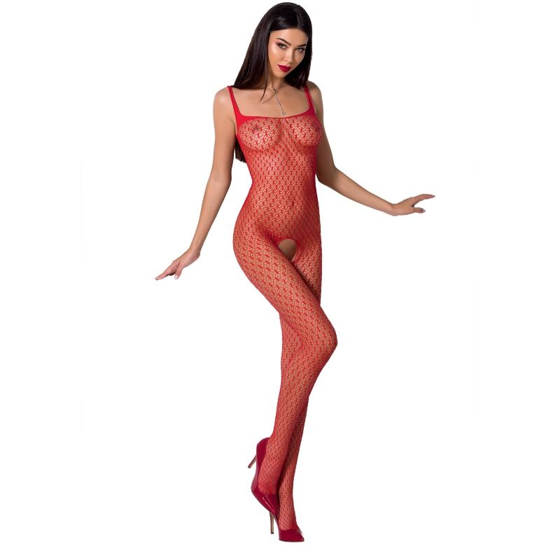 PASSION - WOMAN BS071 WHITE BODYSTOCKING ONE SIZE - ONE SIZE / RED - 3
