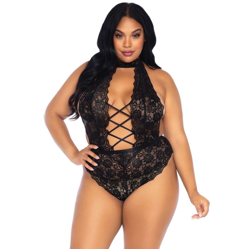 LEG AVENUE - FLORAL LACE CROTHLESS TEDDY PLUS SIZE - 2
