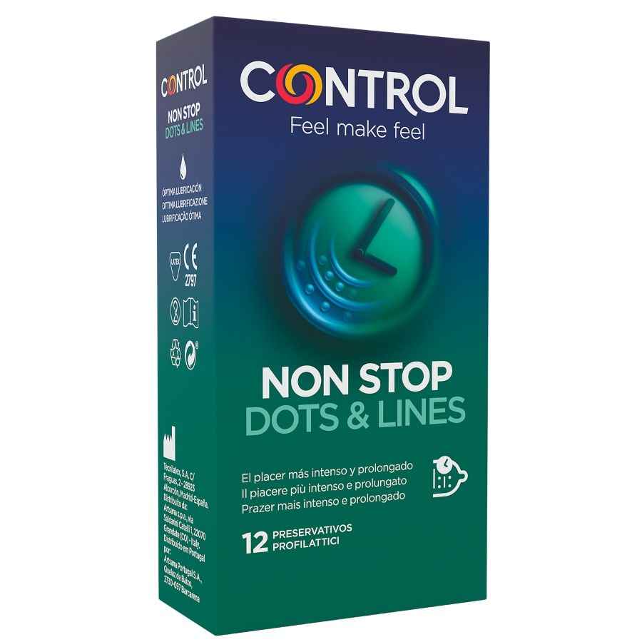 CONTROL - NONSTOP DOTS AND LINES CONDOMS 12 UNITS - Secretroomsexyshop