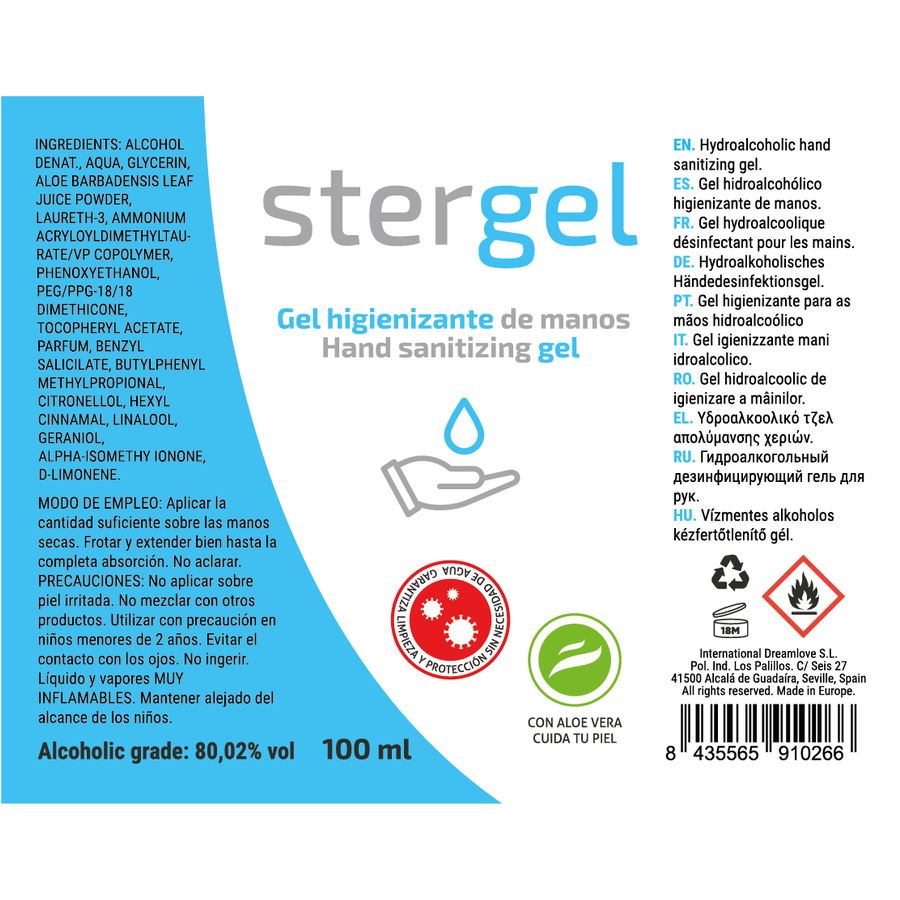 STERGEL - HYDROALCOHOLIC HAND SANITIZING GEL ALOE VERA 100ML - 3