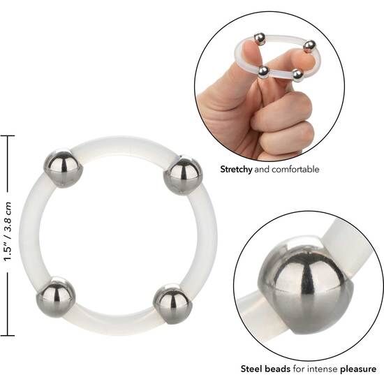 CALEXOTICS - BAGUE EN SILICONE AVEC PERLES D'ACIER L