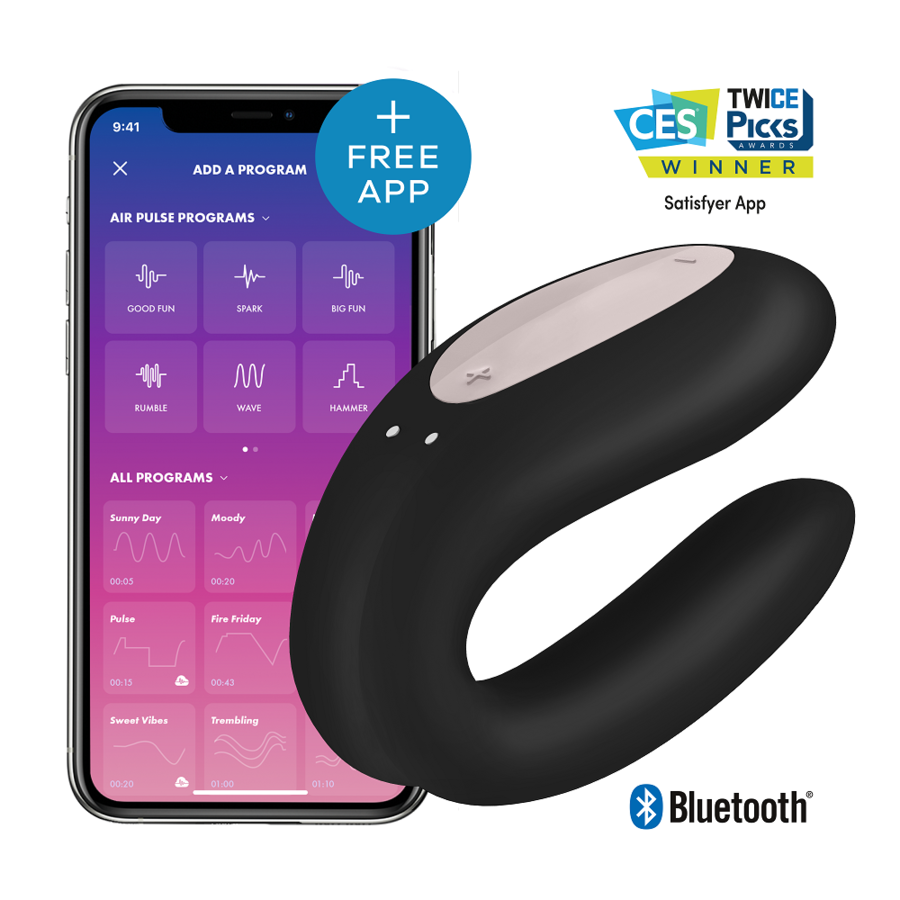 SATISFYER - DOUBLE JOY CON APP PURPLE - BLACK - 6