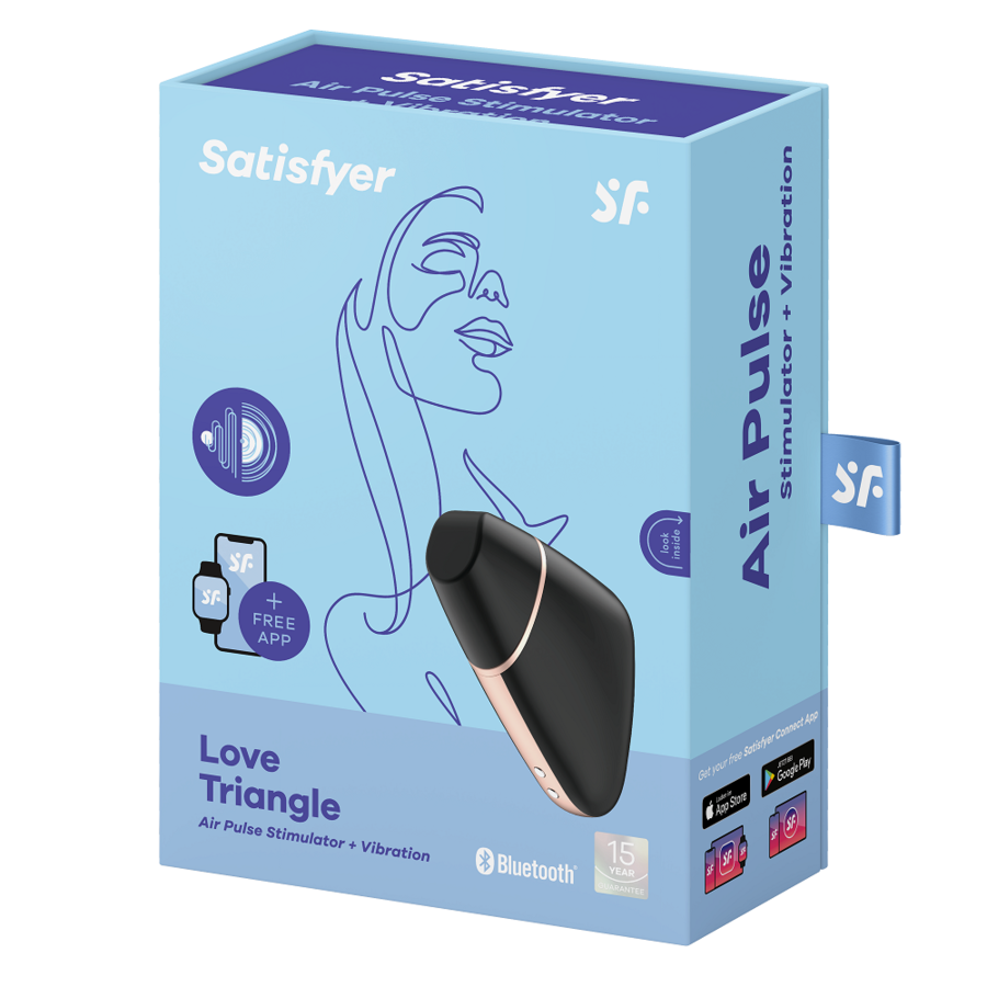 SATISFYER - LOVE TRIANGLE AIR PULSE STIMULATOR & VIBRATOR WHITE - 4