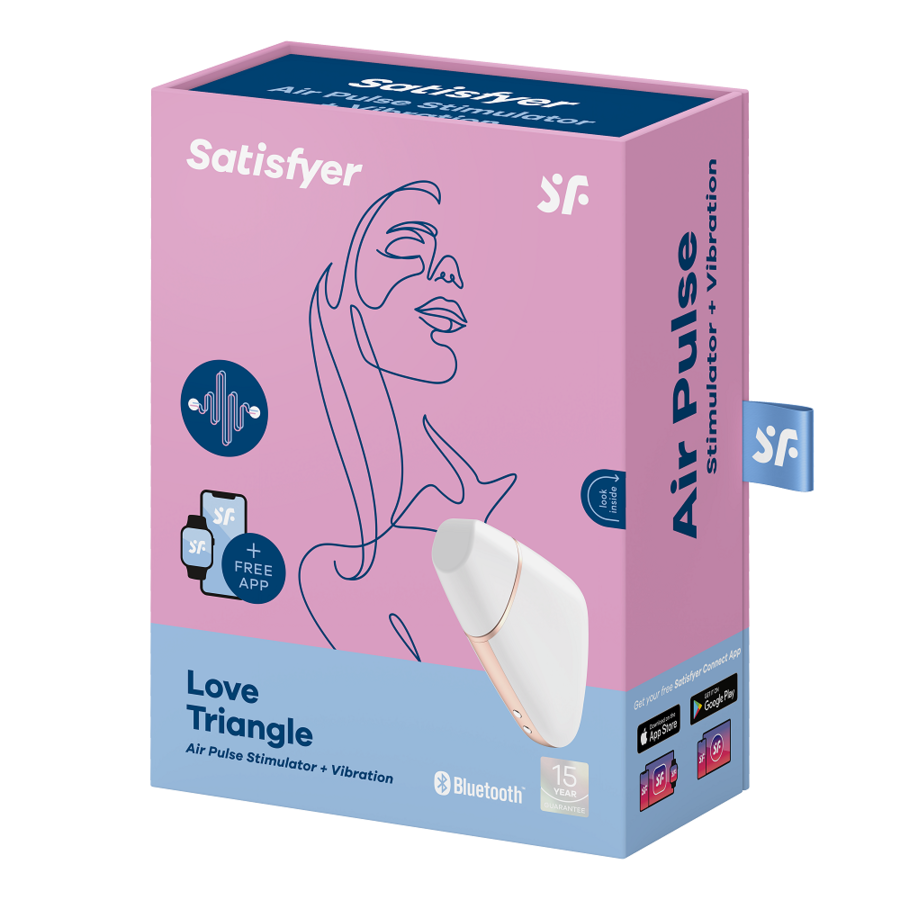 SATISFYER - LOVE TRIANGLE AIR PULSE STIMULATOR & VIBRATOR WHITE - WHITE - 14