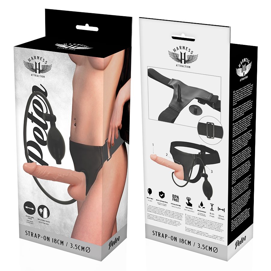 HARNAIS ATTRACTION - RNES PETER AVEC PÉNIS GONFLABLE 18 CM -O- 3,5 CM